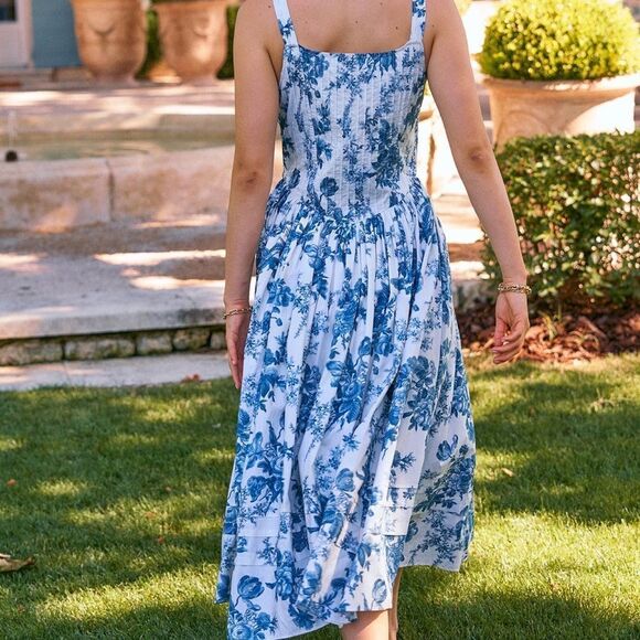 LoveShackFancy Majory Midi Dress - Blue China 2 - Picture 5 of 13